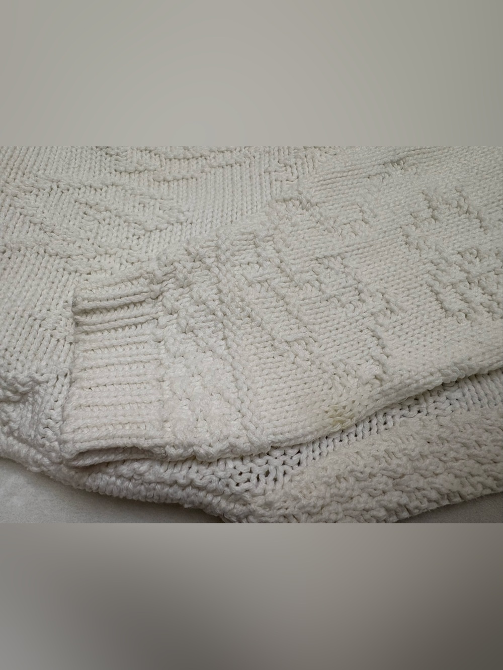 Vintage LL Bean Cardigan M ivory Freeport tag 100% Cotton Made USA heritage knit - Picture 13 of 13